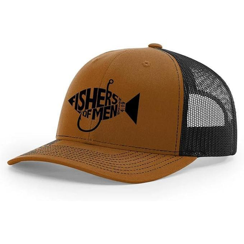 TRENZ SHIRT COMPANY Christian Jesus Fishers of Men Matthew 4:19 Mens Embroidered Mesh Back Trucker Hat with Bold Design and Breathable Mesh Back for Religious Men