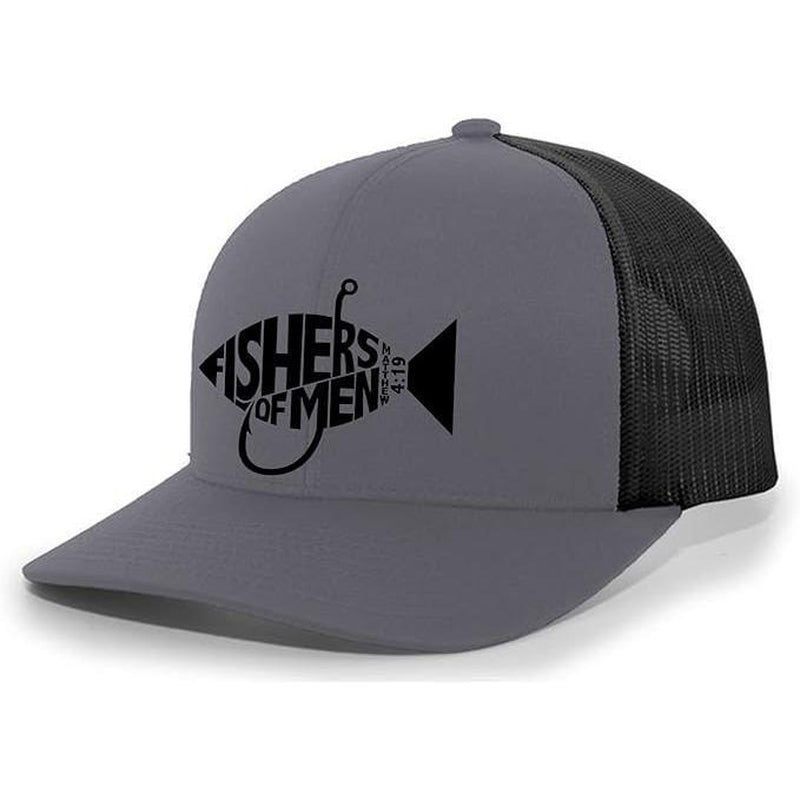 TRENZ SHIRT COMPANY Christian Jesus Fishers of Men Matthew 4:19 Mens Embroidered Mesh Back Trucker Hat with Bold Design and Breathable Mesh Back for Religious Men