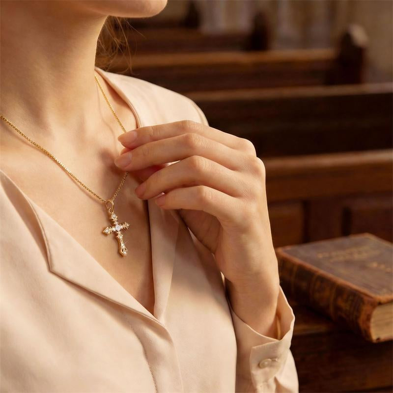 [Launch Sale] ALEXCRAFT Dainty 14K Gold Plated Cross Necklace for Women – Hypoallergenic, Minimalist Pendant, Everyday Wear & Party Jewelry Gift, Valentine’S Day Idea