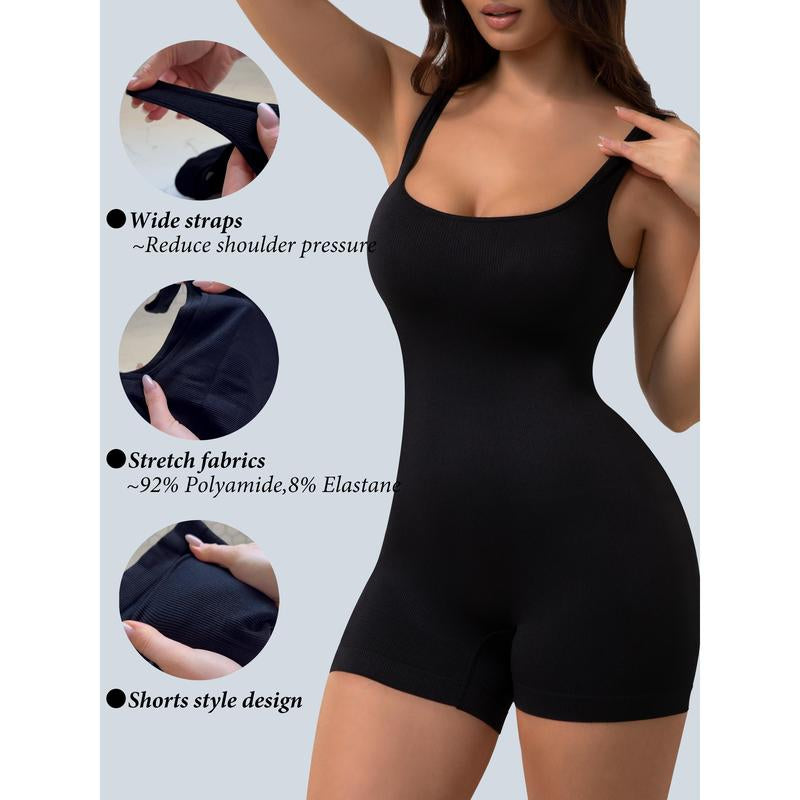 Sexy Shapewear Bodysuit for Women Tummy Control Full Body Shaper Seamless Yoga Shorts Slimming Tank Top Workout Leotard Basic Fit