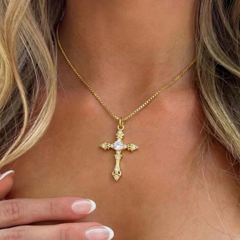[Launch Sale] ALEXCRAFT Dainty 14K Gold Plated Cross Necklace for Women – Hypoallergenic, Minimalist Pendant, Everyday Wear & Party Jewelry Gift, Valentine’S Day Idea