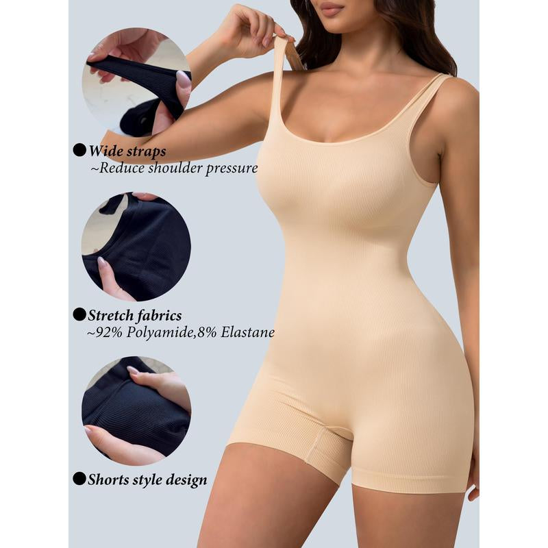 Sexy Shapewear Bodysuit for Women Tummy Control Full Body Shaper Seamless Yoga Shorts Slimming Tank Top Workout Leotard Basic Fit