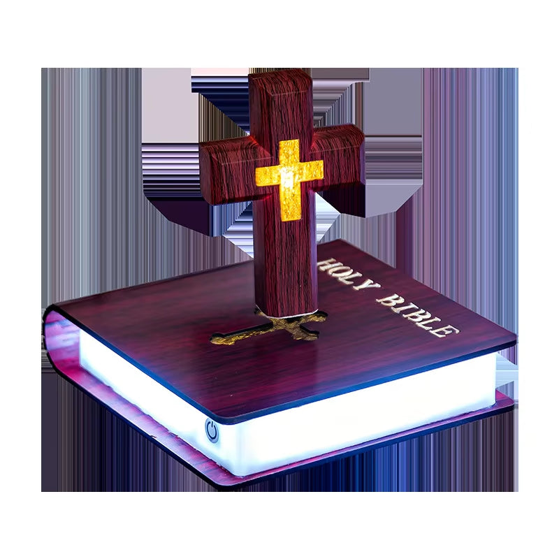 Plug-In Moocci Levitating Cross Lamp Magnetic Floating Bible Night Light Colorful Levitation Cross Ornament with Glowing Base