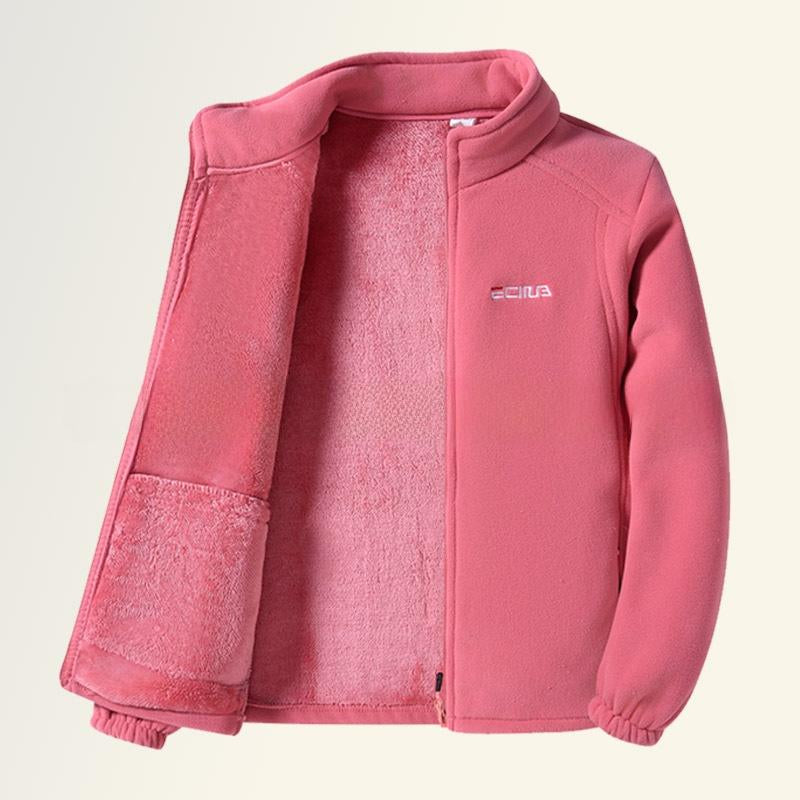Women'S Fleece-Lined Thickened Polar Fleece Spring Autumn Winter Outdoor Jacket Windproof Warm Stand Collar Inner Sweatshirt Sports Casual