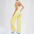 Two-Piece Women'S Workout Set: Wrap Halter Tank Top with High-Waisted Flared Leggings - Yoga & Pilates Outfit Womens Pants Suit