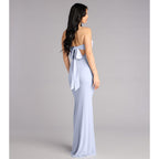 Iris Satin Tie-Back Mesh Mermaid Dress