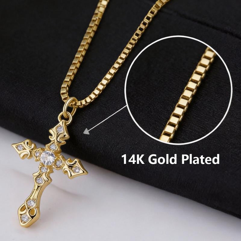 [Launch Sale] ALEXCRAFT Dainty 14K Gold Plated Cross Necklace for Women – Hypoallergenic, Minimalist Pendant, Everyday Wear & Party Jewelry Gift, Valentine’S Day Idea