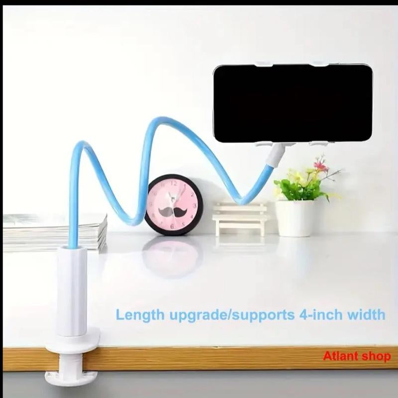 360° Rotating Flexible Phone & Tablet Holder Stand Adjustable Long Arm with Clamp for Desk & Bed Cellphone Smartphone Free Your Hands Comfortably Watch Videos Computer Plastic Black