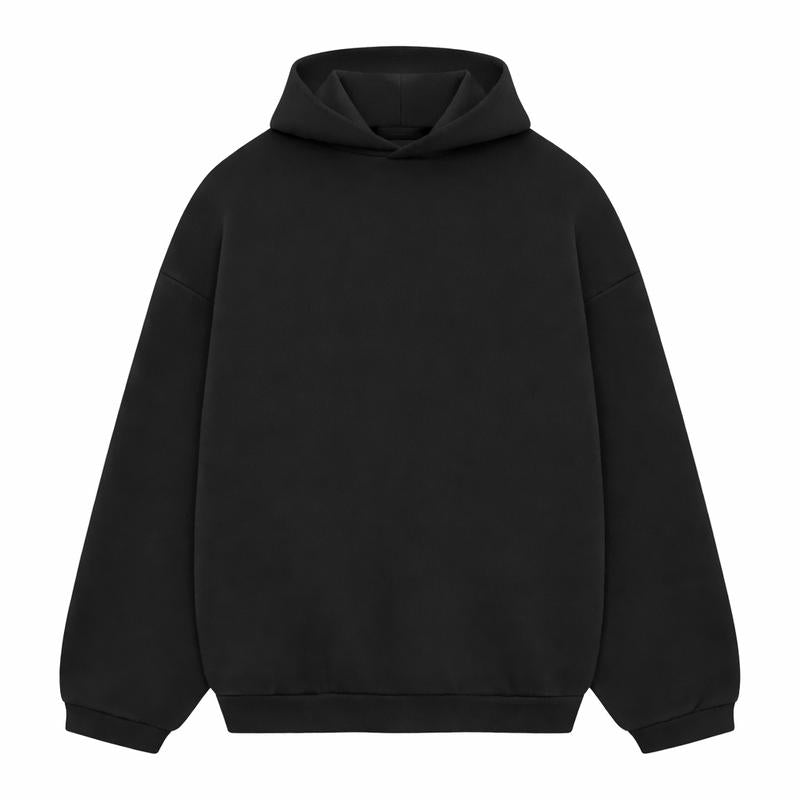 Oversized Hoodie 'Jet Black' - High-Quality Graphic Long Sleeve Sweatshirt for Men'S Casual Outdoor Wear, Oversized Fit, Comfortable & Durable - Menswear