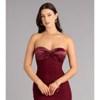 Iris Satin Tie-Back Mesh Mermaid Dress