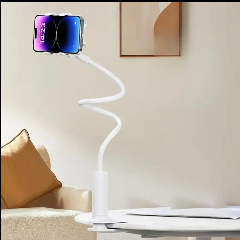 360° Rotating Flexible Phone & Tablet Holder Stand Adjustable Long Arm with Clamp for Desk & Bed Cellphone Smartphone Free Your Hands Comfortably Watch Videos Computer Plastic Black