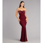 Iris Satin Tie-Back Mesh Mermaid Dress