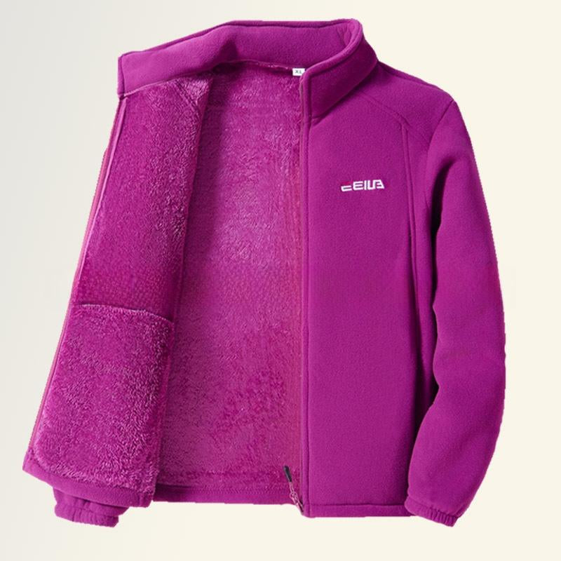 Women'S Fleece-Lined Thickened Polar Fleece Spring Autumn Winter Outdoor Jacket Windproof Warm Stand Collar Inner Sweatshirt Sports Casual