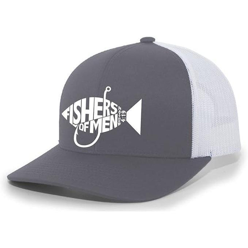 TRENZ SHIRT COMPANY Christian Jesus Fishers of Men Matthew 4:19 Mens Embroidered Mesh Back Trucker Hat with Bold Design and Breathable Mesh Back for Religious Men