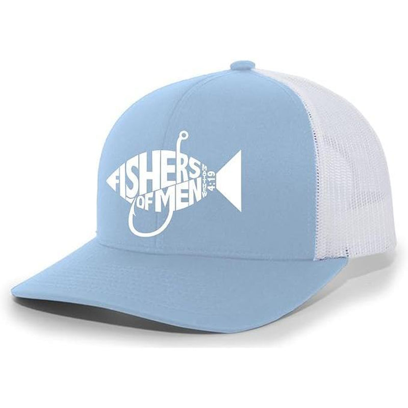 TRENZ SHIRT COMPANY Christian Jesus Fishers of Men Matthew 4:19 Mens Embroidered Mesh Back Trucker Hat with Bold Design and Breathable Mesh Back for Religious Men