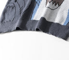 2026 #Springfresh Winter Cartoon Shark Crewneck Polyester Pullover Sweater Unisex Oversized Elegant Casual Streetwear Thick Knitwear Grey Fashion Sweaters Knitted