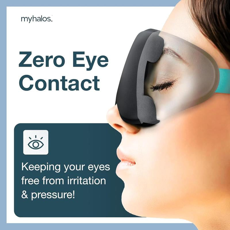Myhalos Blackout Sleep Mask - 3D Contoured Zero Pressure Memory Foam for Women & Men, Side Sleepers, 100% Light Blocking, Award Winning Comfort