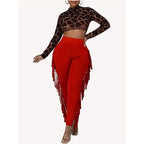 Fringe Trim Skinny Pants - Stylish High Waist Pants for Every Day - Women'S Clothing - for Women - Suitable for Casual Wear - Perfect Gift for Fashionistas Fabric Spandex