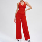 Two-Piece Women'S Workout Set: Wrap Halter Tank Top with High-Waisted Flared Leggings - Yoga & Pilates Outfit Womens Pants Suit