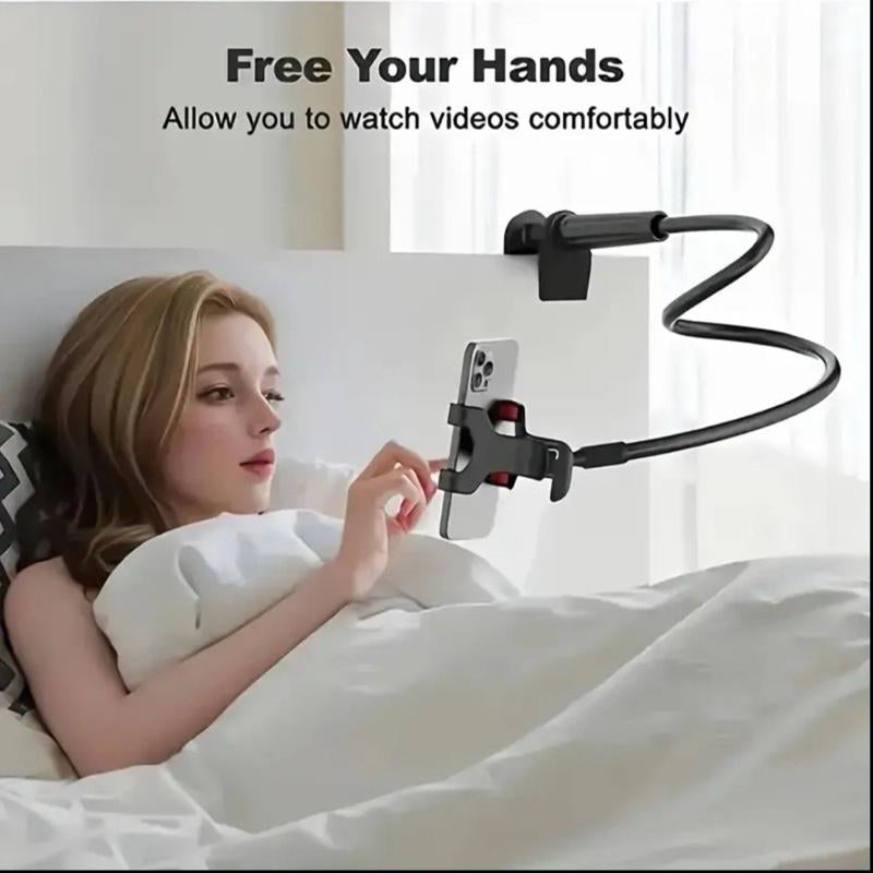 360° Rotating Flexible Phone & Tablet Holder Stand Adjustable Long Arm with Clamp for Desk & Bed Cellphone Smartphone Free Your Hands Comfortably Watch Videos Computer Plastic Black