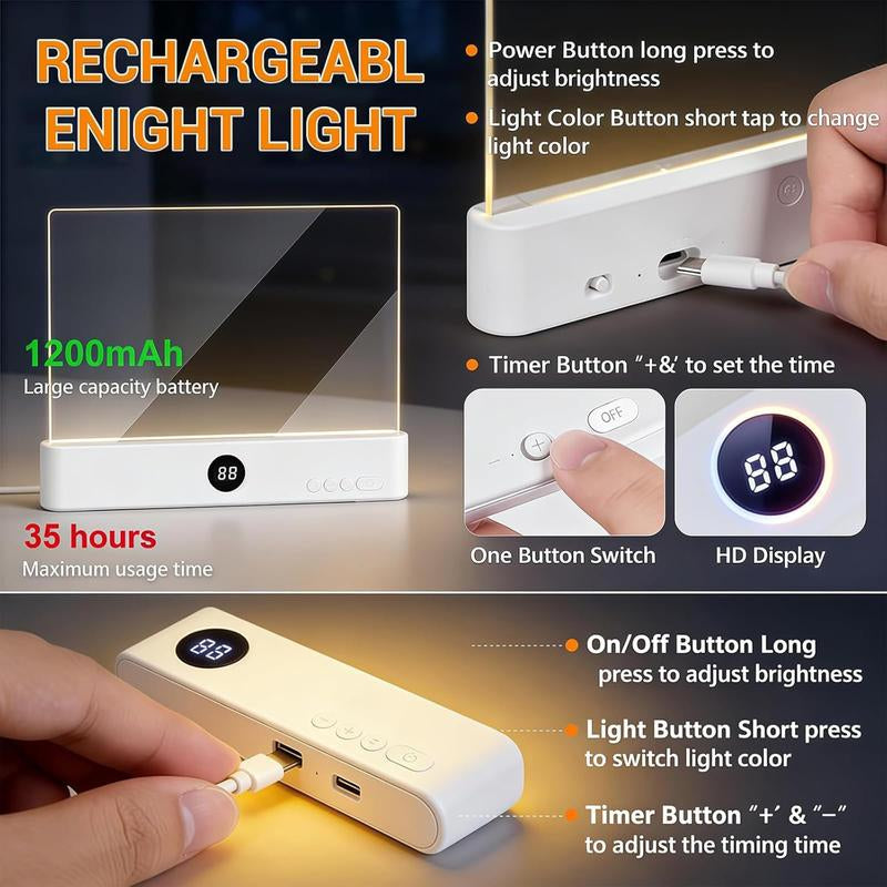 Smart LED Reading Light Book Light Treasure Box Rechargeable Clear LED Flat Reading Light Timer Doodleable Study Lamp the Quiet Reader'S Dream Lights Ultra-Thin Wireless Design
