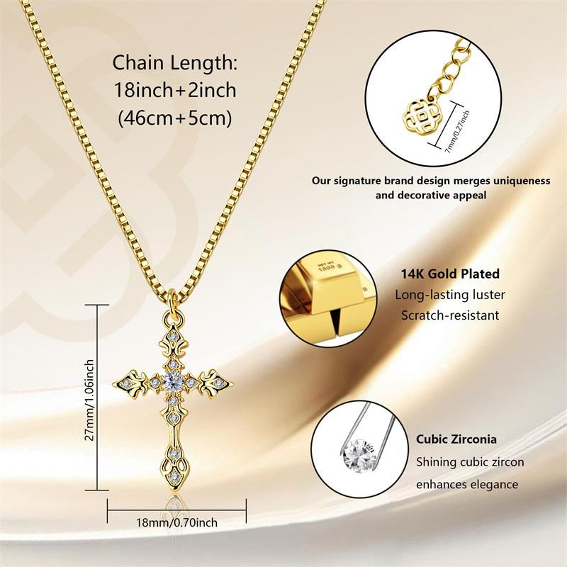 [Launch Sale] ALEXCRAFT Dainty 14K Gold Plated Cross Necklace for Women – Hypoallergenic, Minimalist Pendant, Everyday Wear & Party Jewelry Gift, Valentine’S Day Idea