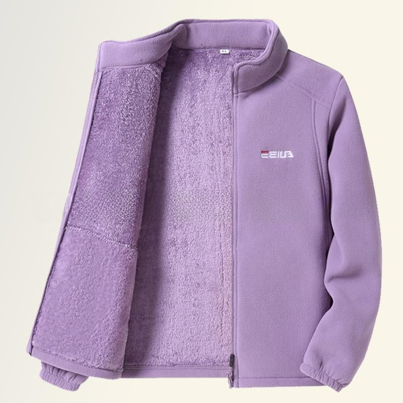 Women'S Fleece-Lined Thickened Polar Fleece Spring Autumn Winter Outdoor Jacket Windproof Warm Stand Collar Inner Sweatshirt Sports Casual