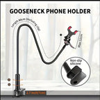 360° Rotating Flexible Phone & Tablet Holder Stand Adjustable Long Arm with Clamp for Desk & Bed Cellphone Smartphone Free Your Hands Comfortably Watch Videos Computer Plastic Black