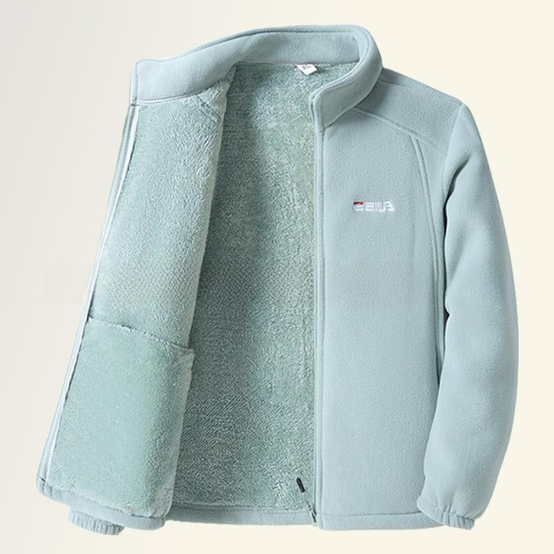 Women'S Fleece-Lined Thickened Polar Fleece Spring Autumn Winter Outdoor Jacket Windproof Warm Stand Collar Inner Sweatshirt Sports Casual