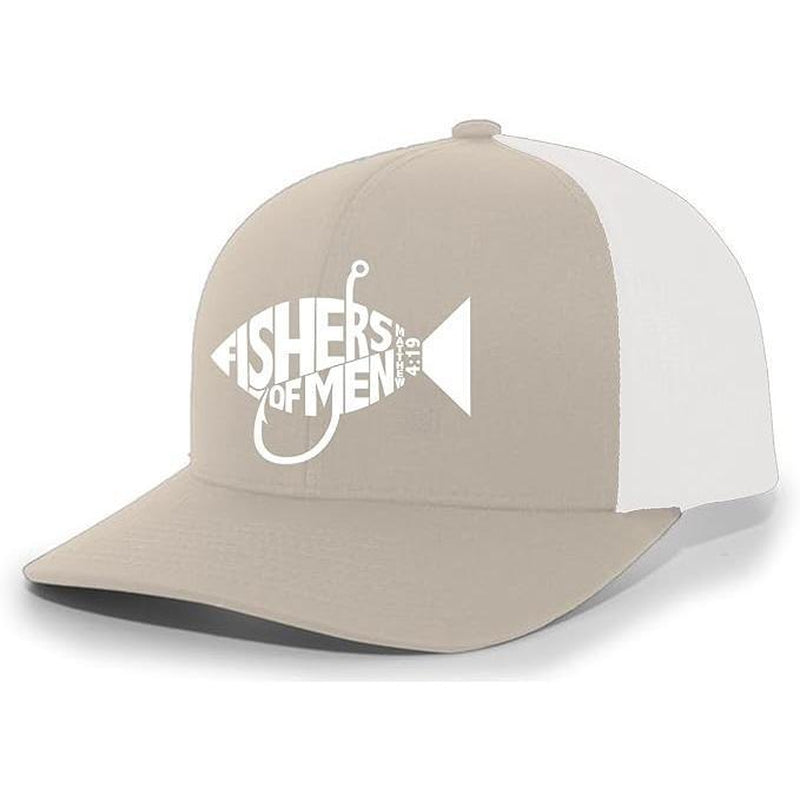 TRENZ SHIRT COMPANY Christian Jesus Fishers of Men Matthew 4:19 Mens Embroidered Mesh Back Trucker Hat with Bold Design and Breathable Mesh Back for Religious Men