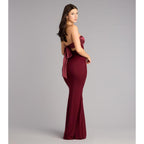 Iris Satin Tie-Back Mesh Mermaid Dress