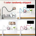 360° Rotating Flexible Phone & Tablet Holder Stand Adjustable Long Arm with Clamp for Desk & Bed Cellphone Smartphone Free Your Hands Comfortably Watch Videos Computer Plastic Black